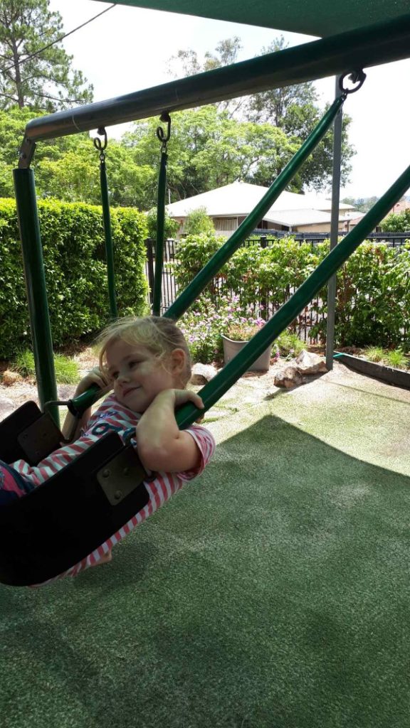 Phoebe on swin at Kindy