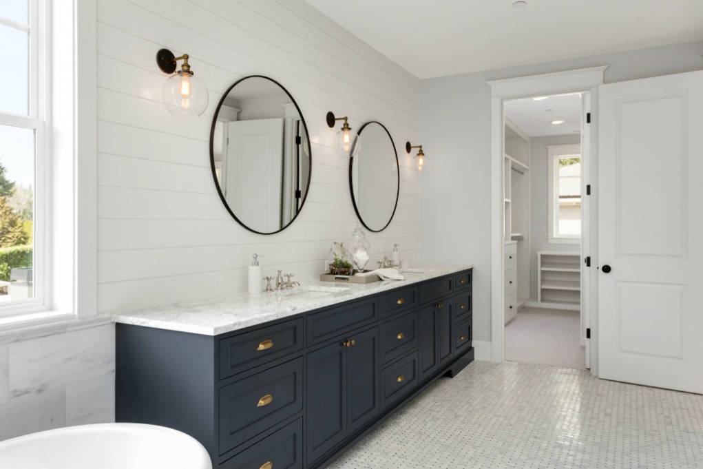 Blue Gray Bathroom Vanity Mirror